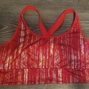 Sports Bra Victoria Secret Lg Red/ Gold Like New